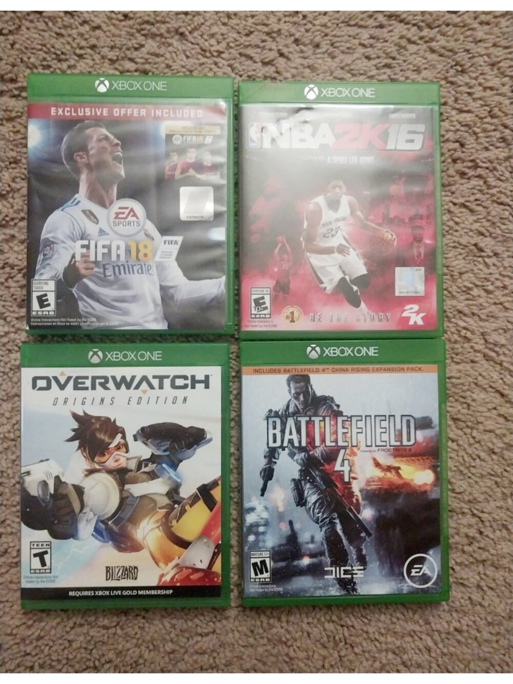 Xbox One Games Lot FIFA 18 NBA 116 Overwatch Battlefield 4